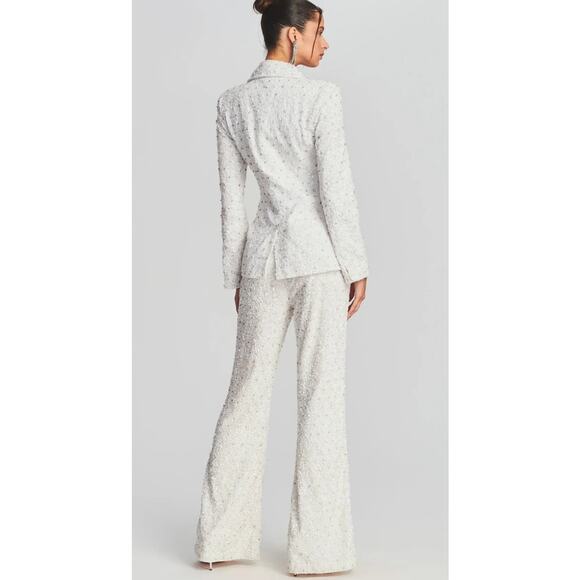 Retrofete Lyra Sequin Pant White Size Large NWT Pockets Wide Leg - Picture 2 of 13